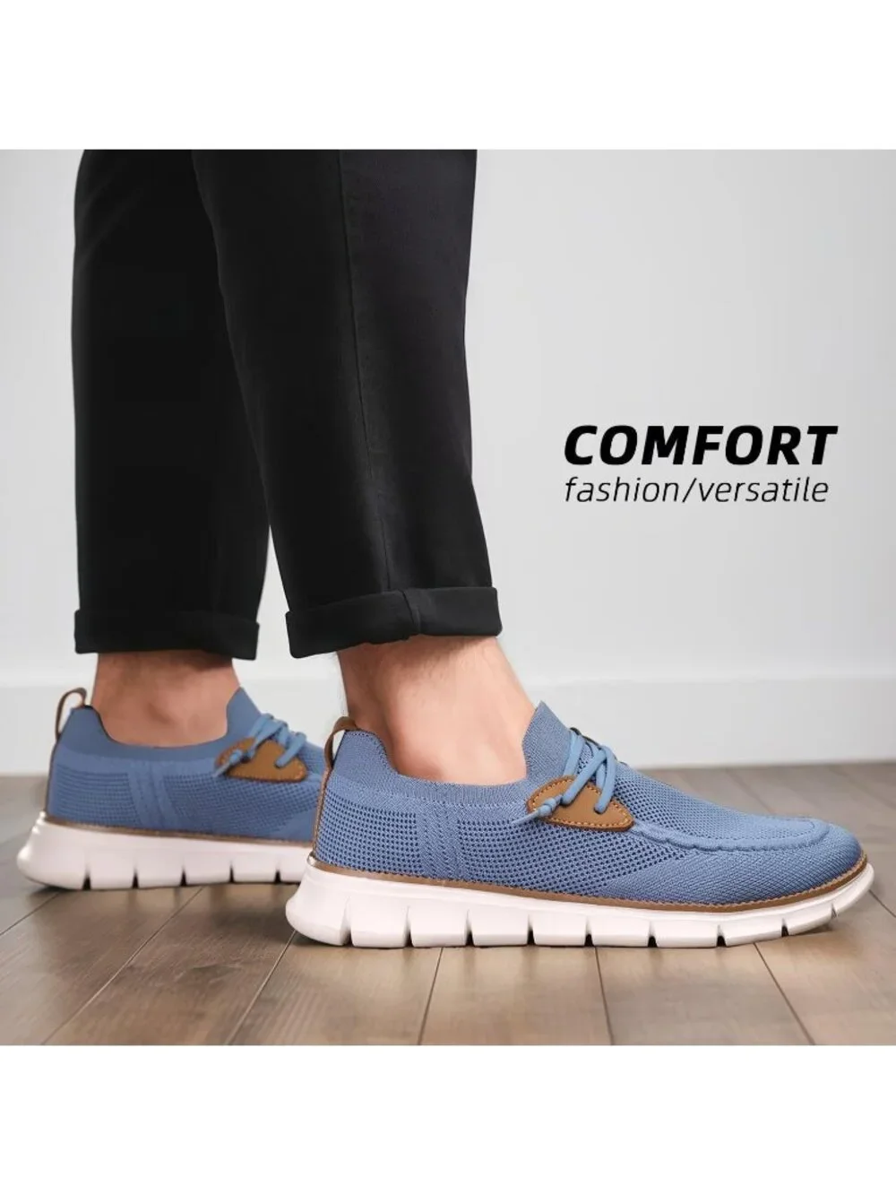 Men's Light Blue Loafers Slip On Walking Dress Casual Business Oxfords Sneakers